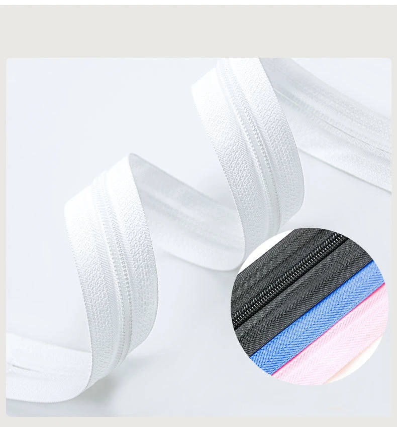 200Yard Long 5# Sewing Nylon Zipper Coil Roll ( with 5pcs Zipper Slider Pull) Black White Red Zippers Zip  For Tent Quilt