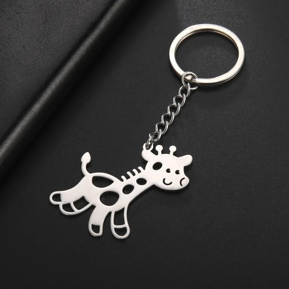 Fashion custom animal shape pendant dog cat charms keychain stainless steel pendant blank gold animal keychain