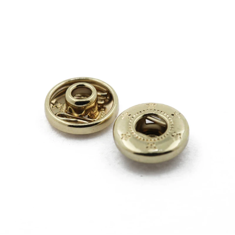 Wholesale 15mm light gold press button snap metal for fabric bag shoulder strap custom metal snap button