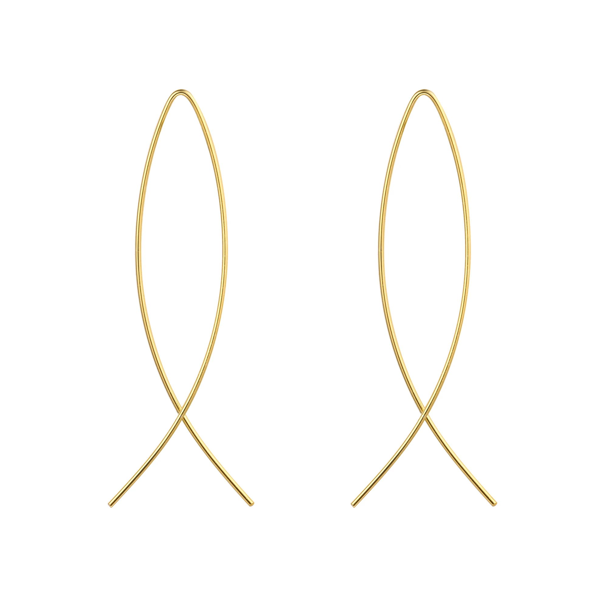 
Minimalist Silver Wire Fish Shaped Hoop Earrings Personality 925 Sterling Silver Huggie Earrings 