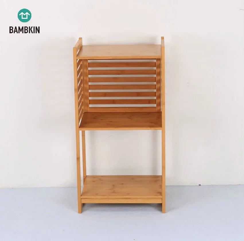 BAMBKIN Bamboo 3-tiers storage rack for living room bedroom bath room bamboo shelf 3 step