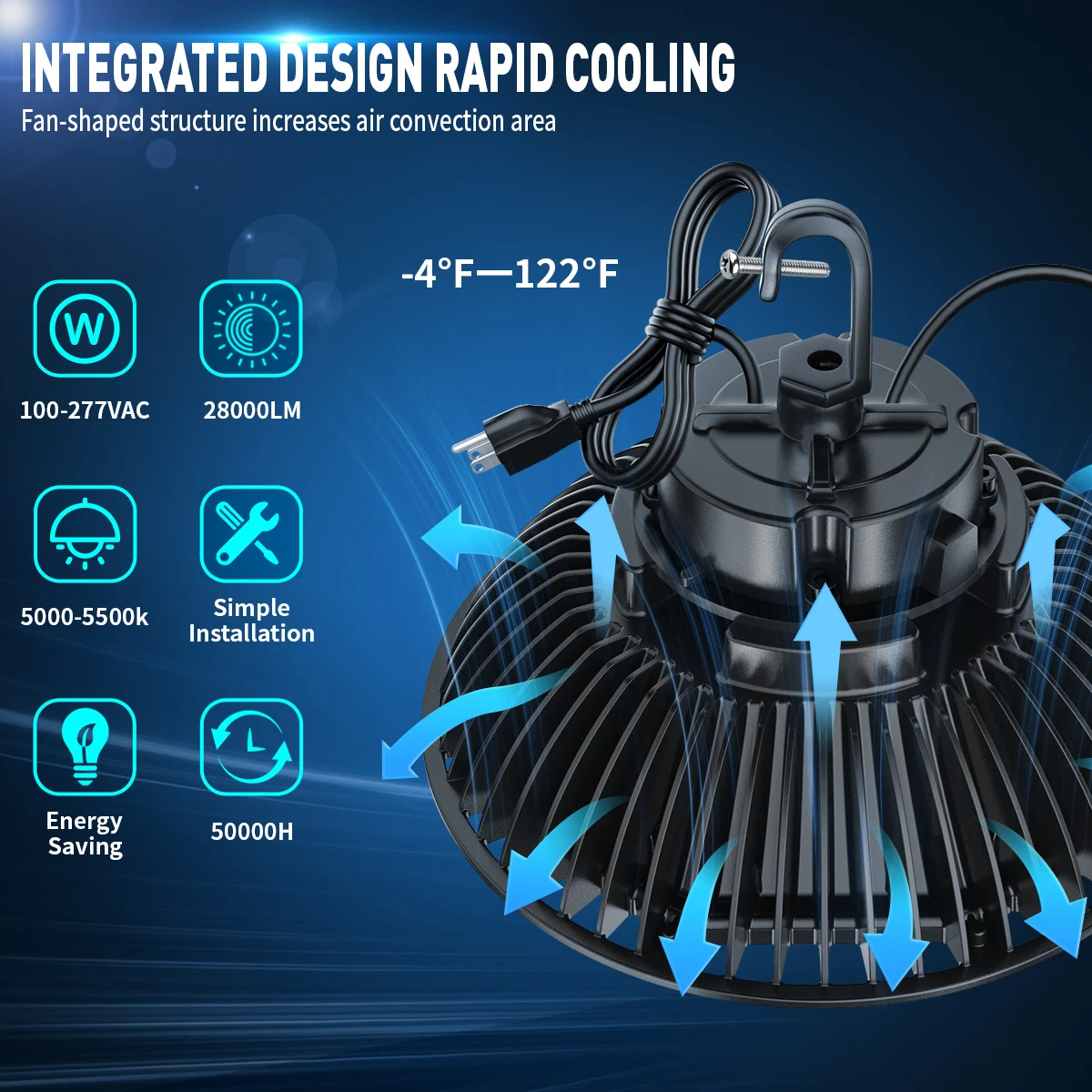 High Lumen Dimmable IP65 200W Industrial Lamp Warehouse Workshop LED Lighting 200Watt UFO High Bay Light Fixture