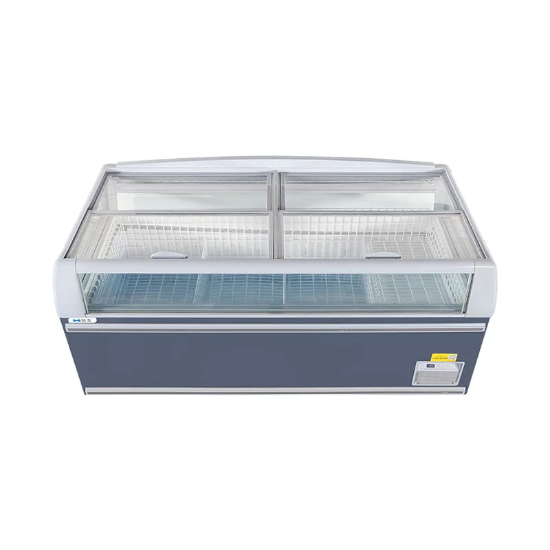 Front window supermarket combined island freezer for frozen food sea food