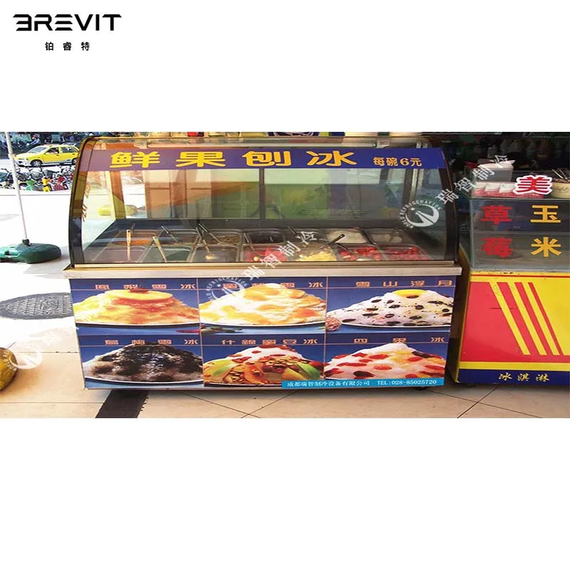 BREVIT коммерческие вентилируемые ложка для мороженого демонстрационный Морозильник Мороженое прилавок-витрина