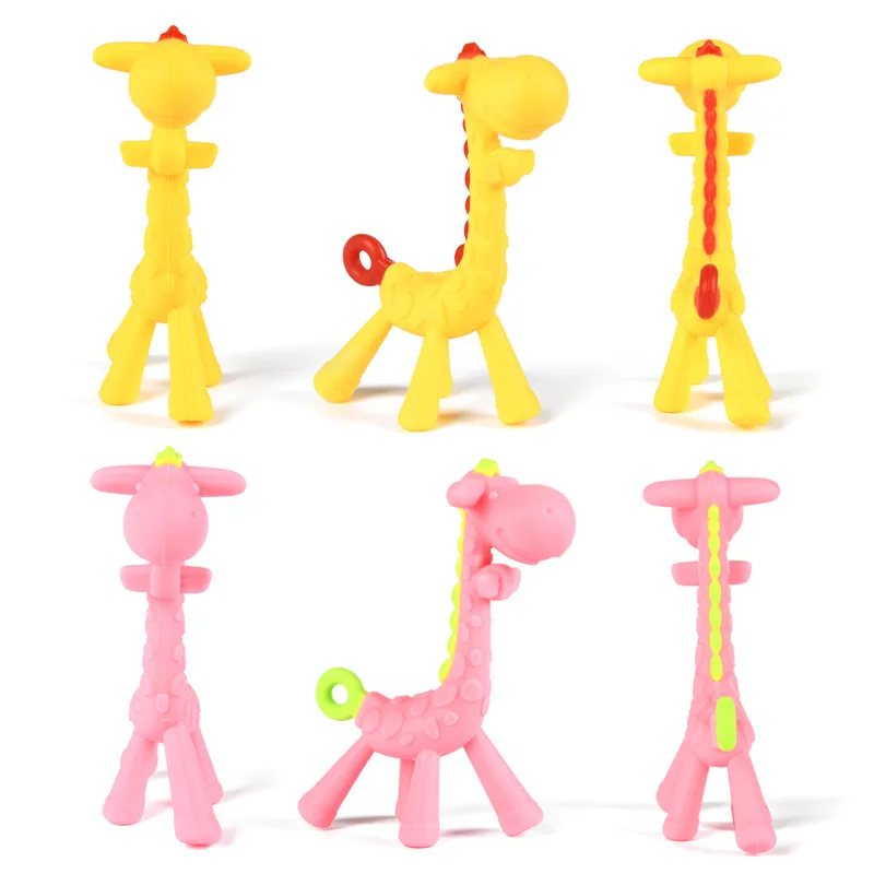 Amazon Best Seller 2022 Creative Fashion High Quality BPA Free Giraffe Animal Shaped Silicone Teether for Infant