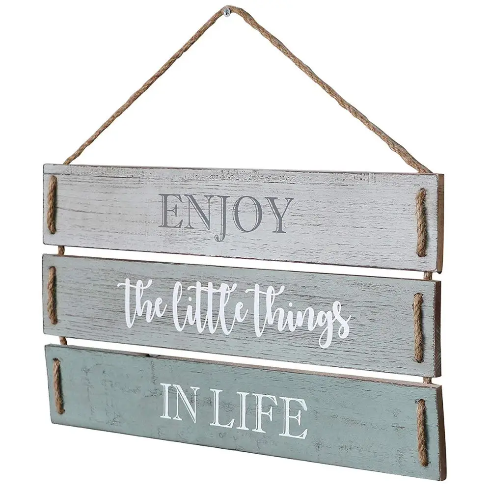 
Enjoy The Little Things in Life Wooden Plank Hanging Sign, Rustic Home Decorative Display Board 