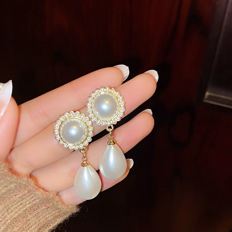  Jewelry 925 silver needle South Korea East Gate water drop pearl earrings with simple temperament