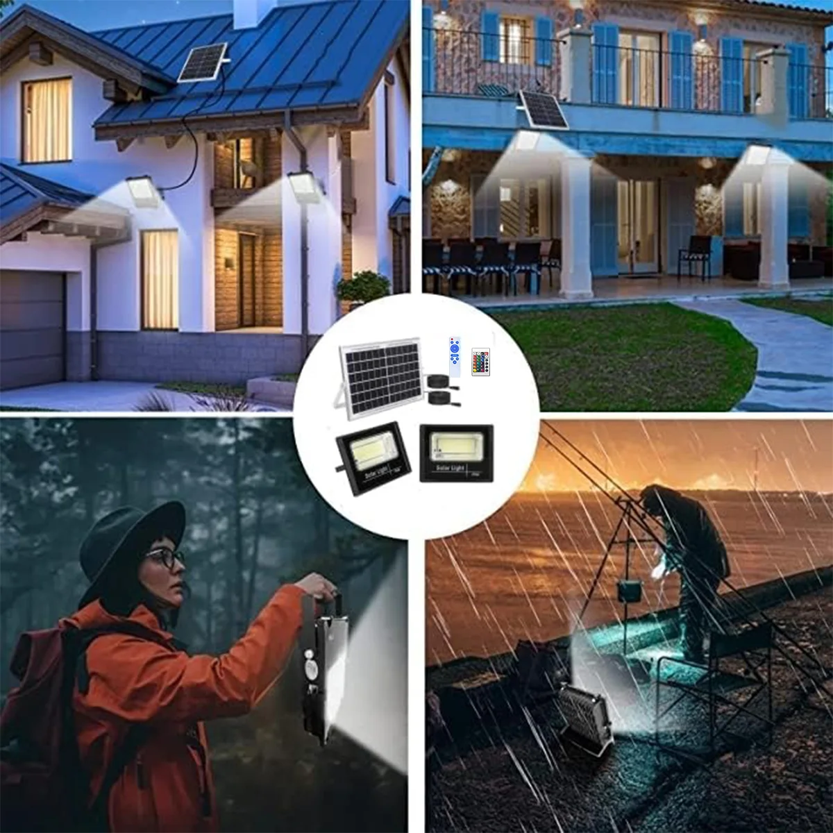 IP65 Waterproof Automatic Dimming Solar Floodlight with Motion Sensor Mono-Crystalline Silicon Panel