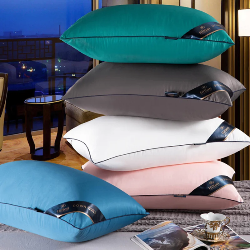 2021 Five stars hotel sleeping pillow breathable 3D neck pillows polyester fabric washable 1000g Hilton pillow