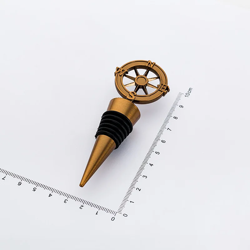 Bar Decoration Accessories Compass Shape Retro Wine Stopper Gold Color Wine Bottle Stoppers Metal Wedding Gifts Bar Tools