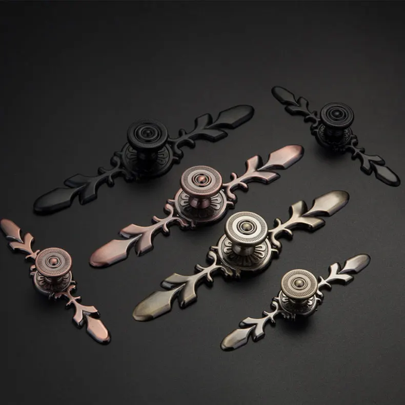 European Antique Drawer Wardrobe Cabinet Ring Pull Knobs Gold Bronze Zinc Alloy Round Shape Furniture Handle Knob