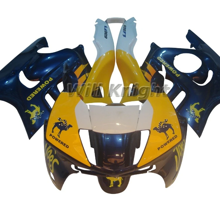 Новинка 100%, подходящие для литья под давлением Обтекатели для HONDA CBR 600 F3 97 98, желто-фиолетовые