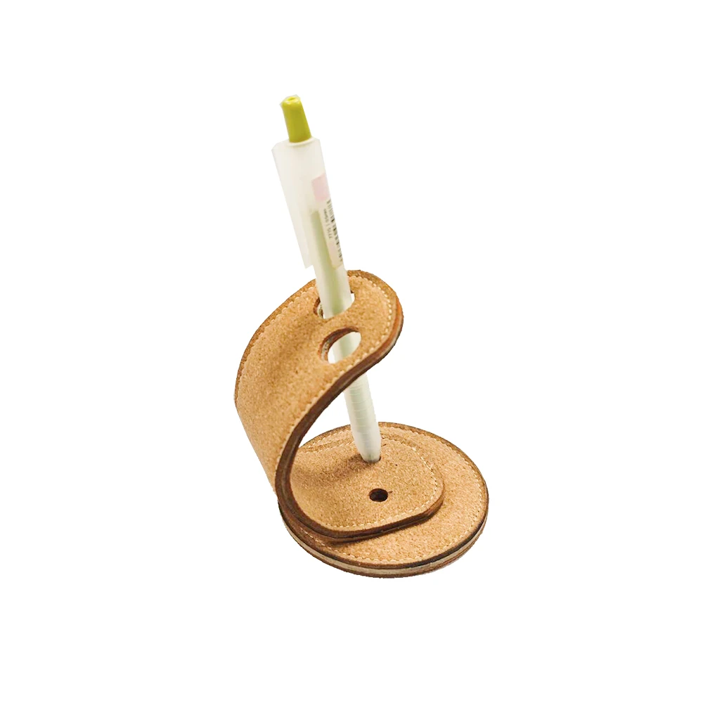 2024 New design office stationery leather pen organizer handmade pen container portable leather pen stand holder