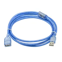 USB 2.0 Transparent blue cable  AM to AF extension cable for Radiator Webc am Car Mp3 Camera Hard Disk 1.5M 0.3M