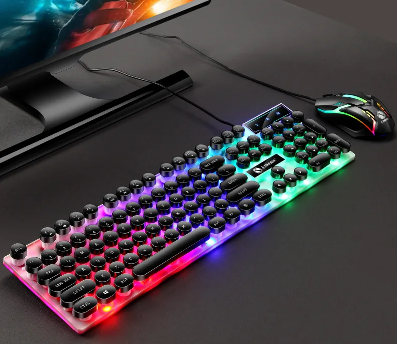  Проводная игровая USB клавиатура GTX300 с цветной светодиодной подсветкой и