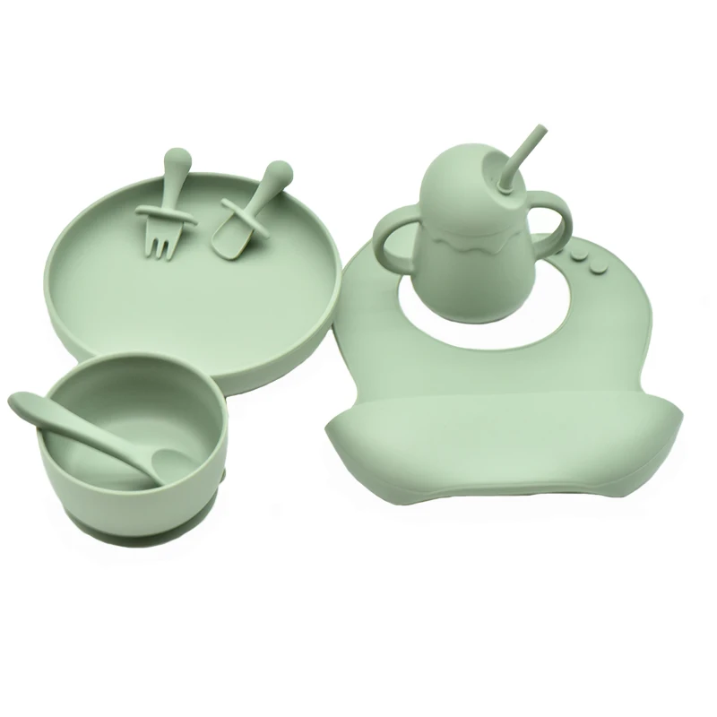 Wholesale Customized Soft Silicone Easy To Clean Waterproof Baby Tableware Baby Feeding Set
