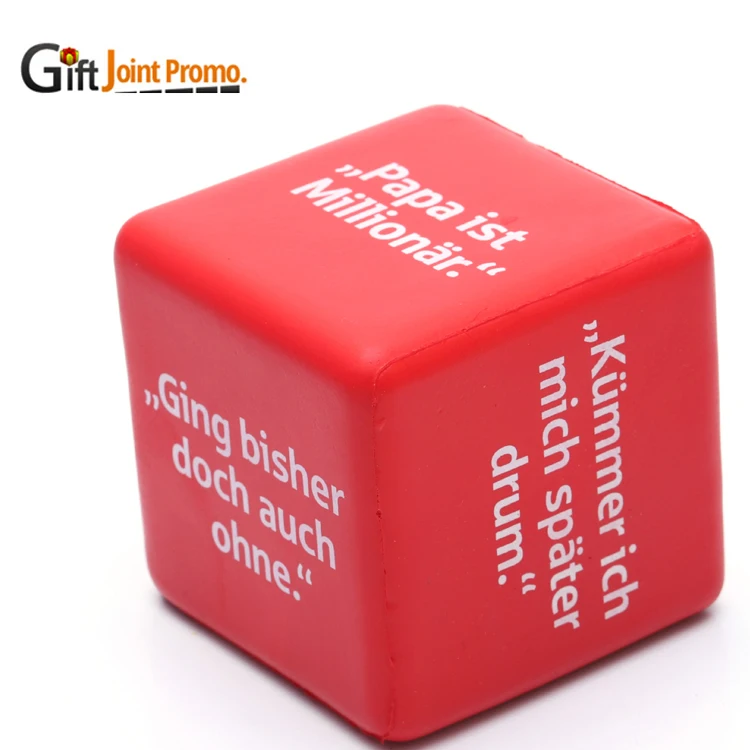 Promotional Personalized LOGO PU Foam Stress Relief Cube Ball Anti Stress Cube