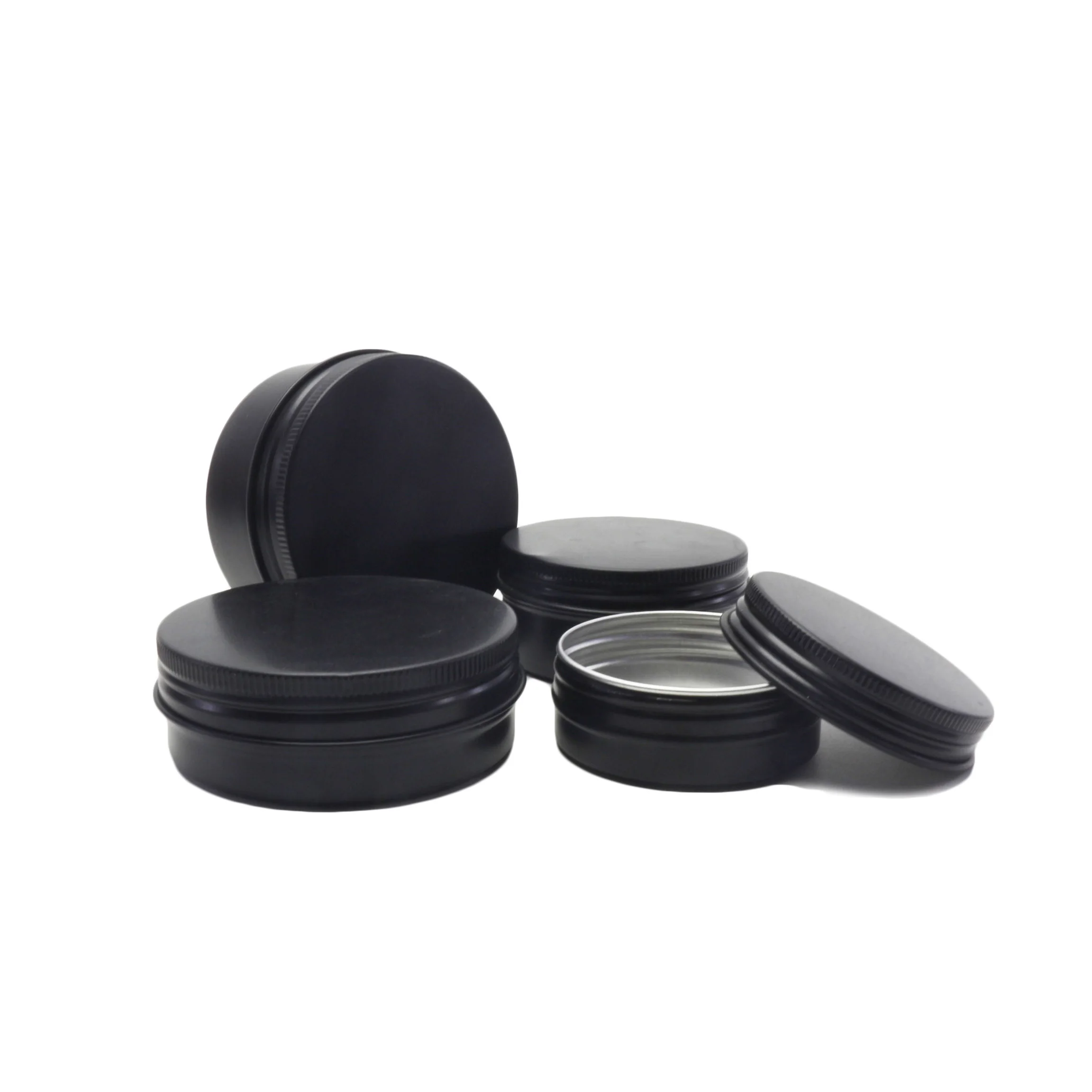 1oz 2oz 10ml 15ml 30ml 50ml 60ml 100ml empty aluminum jar matte black metal tin can with lids