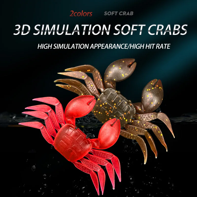 Artificial Crab Lure Bait 3D Simulation Soft Fish Bait Fishing Lures for Bass Trout Fishing Tackle Accessories