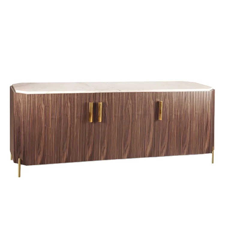 Wholesale nordic luxury buffet sideboards brown square wood cabinets with drawer for living room