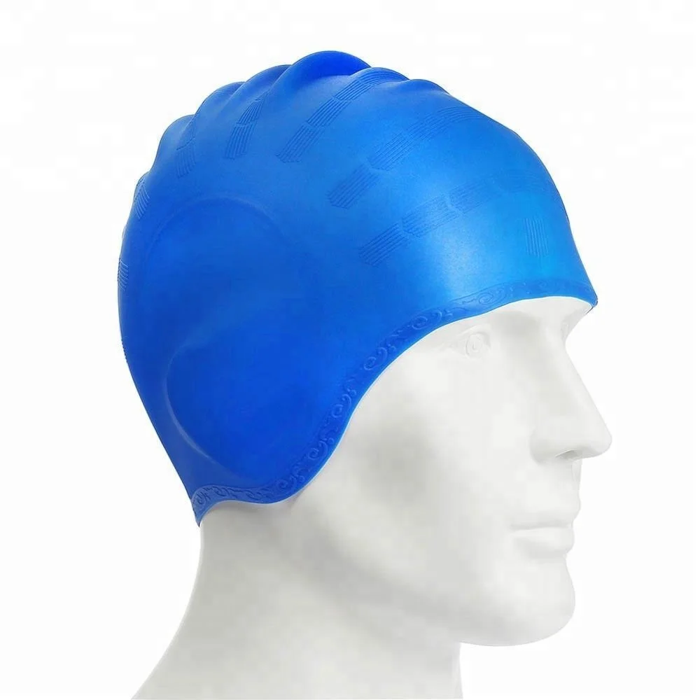 Factory Custom Printing High Elastic 100% Swim Caps Silicone Soft Hair Ear Protection Swimming Cap