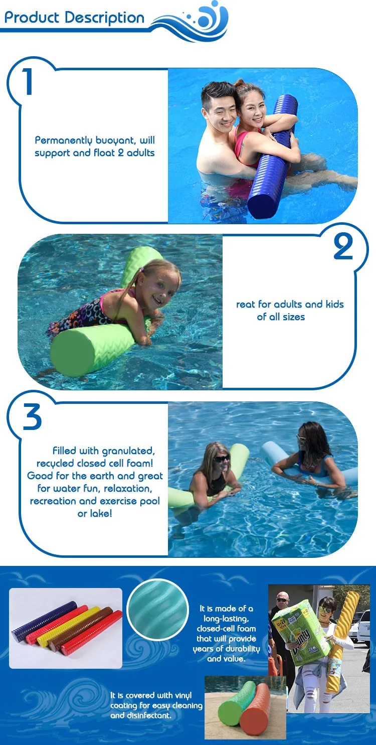 Outdoor PVC Soft Flotation Foam for Water Recreation Swimming Pool Noodle & Accessories