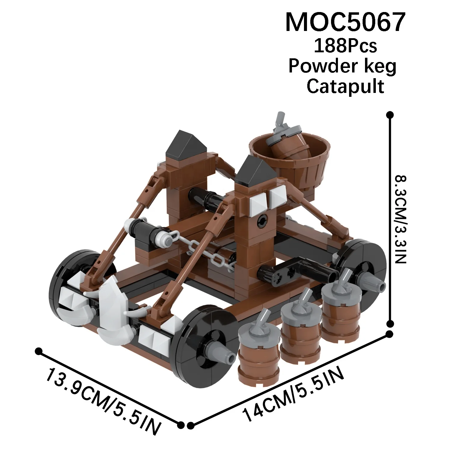 188Pcs Building Block MOC5067 WW2 set An Explosive Barrel Catapult Armament Depot Atrack rmsn for Military Project