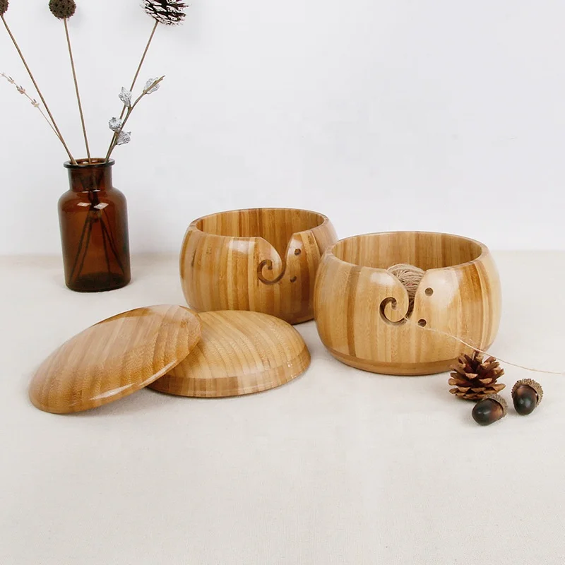Bamboo Yarn Bowl Crochet Yarn Storage Bowls With High Quality