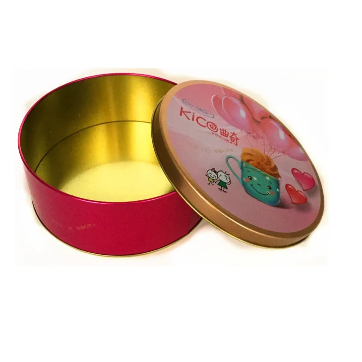 wholesale round metal tin can cookies bulk candy packaging tin box