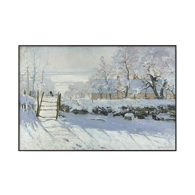 Monet peaceful Snow scene oil painting Canvas printing Home Decoration Wall paintings