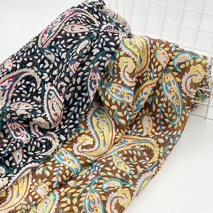 Customization manufacturer fashion supply cashew paisley patterns women dress blouse 100% poly chiffon caju printing fabric