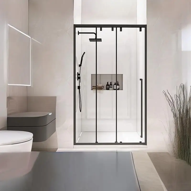 Modern Sliding and Folding Glass Shower Door with Frameless 10mm Tempered Glass and 6mm Tempered Glass Pan for Hotels Bathrooms