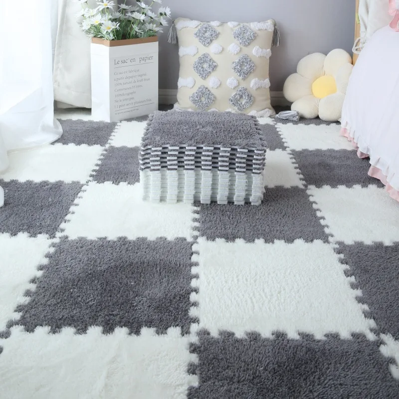 Colorful Floor Mats Thick Fluffy Bedroom Rugs Anti Slip Play Mat Puzzle Area Rug For Living Room Big Warm Blankets Winter Carpet