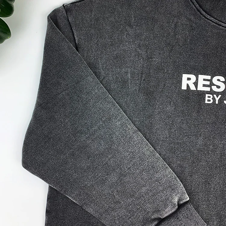 luxury custom logo heavy weight black vintage washed thick drop shoulder hoodies and sweatshirts for men