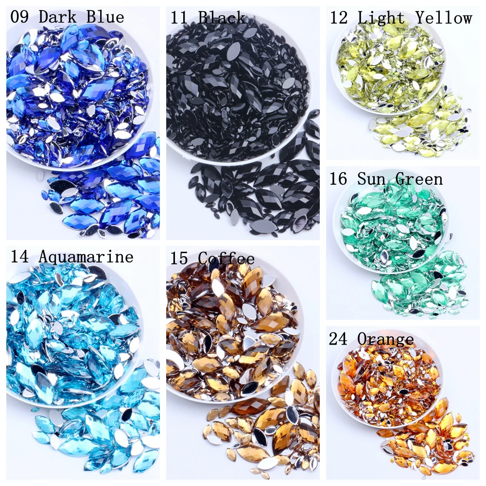 Wholesale Acrylic Flat Back Rhinestones 3x6mm 10000pcs Marquise Earth Facets Dress DIY Jewelry Nails Art Charms Acrylic Gem