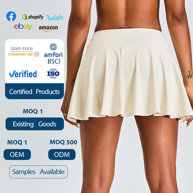 New Style Moisture Wicking Tennis Skirt The Abdomen Cross Belt  Lining Waist Top Sports Skirt