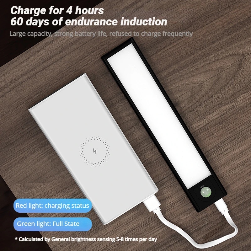 Multiple Size 36V USB Charge Ultra-Thin Wireless Motion Sensor Cabinet Kitchen Wardrobe Rectangular LED Lamp