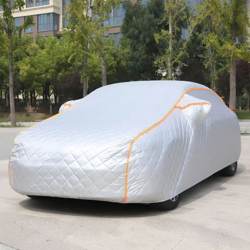 Luxury Silver Waterproof Car Cover Anti-Snow Hail Protection with UV and Sunscreen Features Universal Fabric Cover