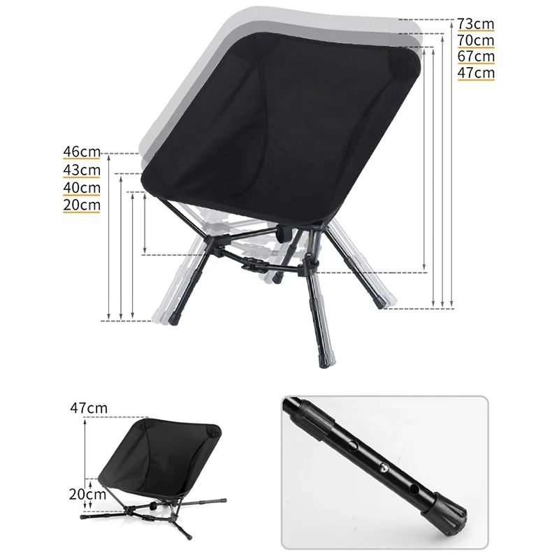 Outdoor durable Customized Triangle Folding Portable Ultra-light Space chair Aviation Aluminum Alloy Moon Beach camping Chair