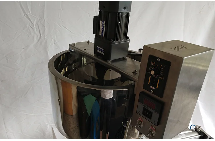 Pneumatic Piston type  filling machine with heater and stirring devices Paste gel and liquid peanut jam filling machine