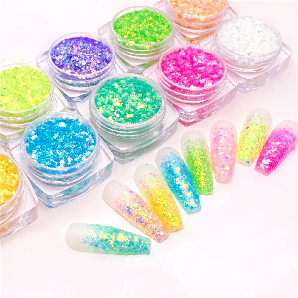 Eco-friendly Gold Background Color iridescent glitter sequin mixes chunky glitter For Nail Face Body makeup  Crafts Decoration