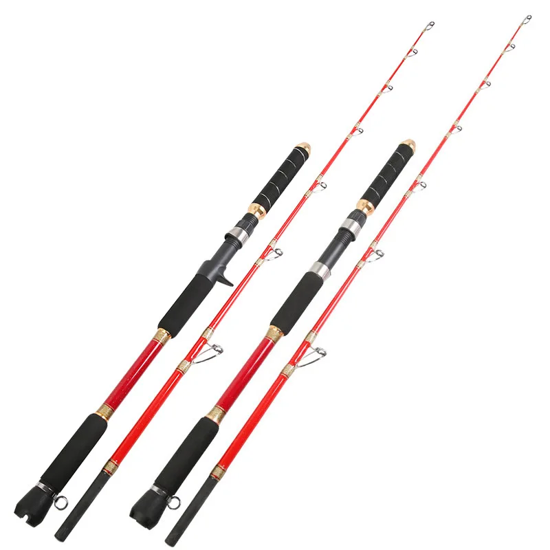 Langsheng 1.65m/1.80m/1.95m/2.10m Iron Plate Offshore Boat Rod Carbon Solid Rod Slightly Light Slow Rocking Boat Fishing Rod