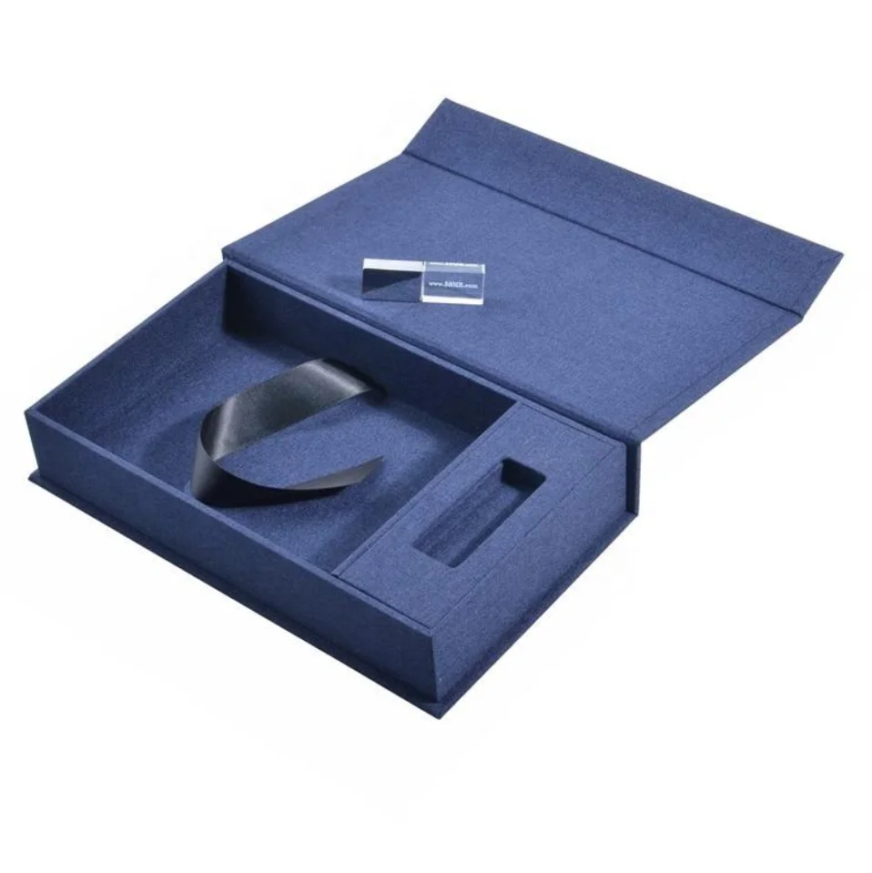 Photo Packaging Linen Box with USB Slot -2GB USB Included