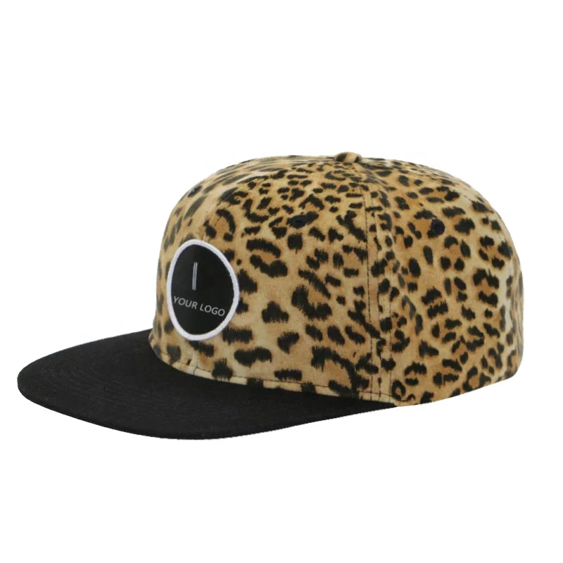 
leopard style toddler snapback hat / children snap back caps with front woven patch 