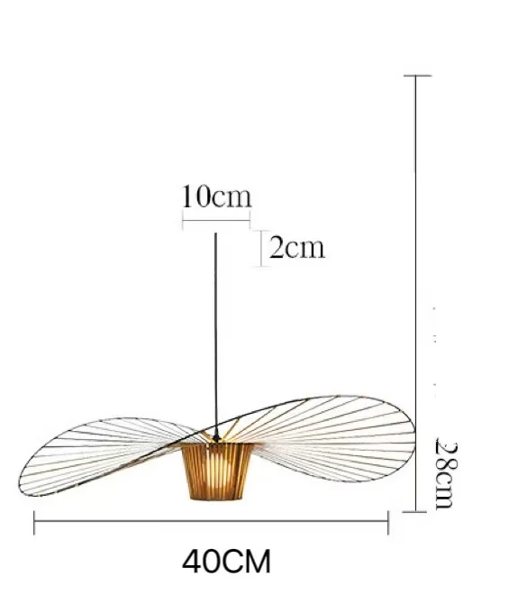 Straw Hat Lamp Nordic Creative Personality Chandelier Dining Room Hat Chandelier Modern Minimalist Living Room Vintage LED Iron