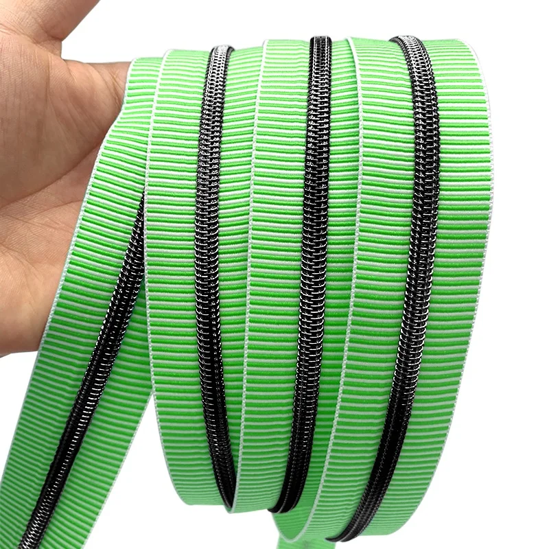 Decorative Stripe Nylon Zipper Tape Custom Color Jacquard #5 Zipper Tape #3 Sew Bag Zipper Coil
