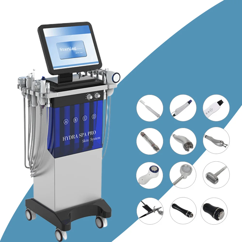 Hot 15/16 In 1 Hydra Beauty water Facial Hydradermabrasion Hydrotherapy Machine With Phototherapy Led Ultrasound Skin Scrubber
