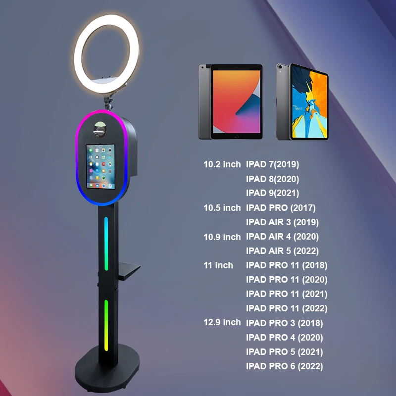Portable Black Color Booth Stand With Ring Light For Ipad and Camera Led Oval Selfie Dslr iPad Photo Booth