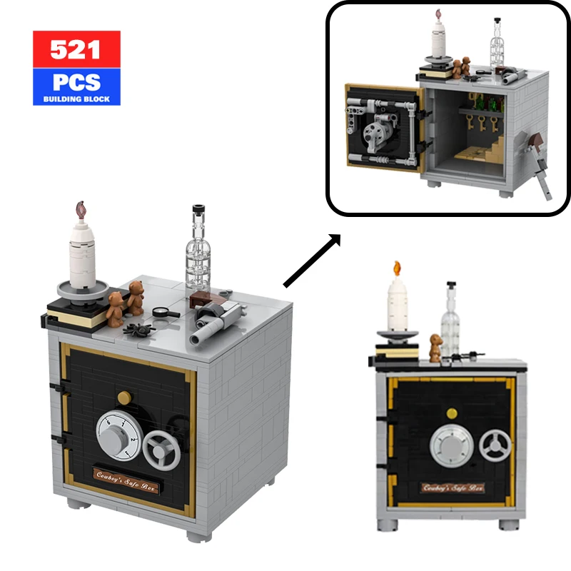 MOC Ideas Creative Cowboy Safe Model Safe Box Western United States Ornaments Building Blocks Intellectual Toys Holiday Gift