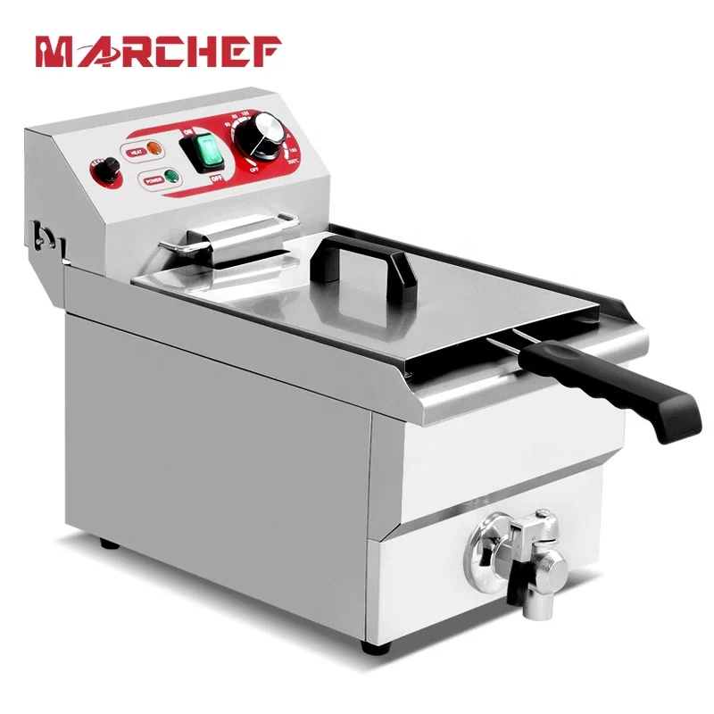 CE stainless steel electric 14L Commercial Single Tank industrial table top peanut meat stacker cooking turkey deep fryer